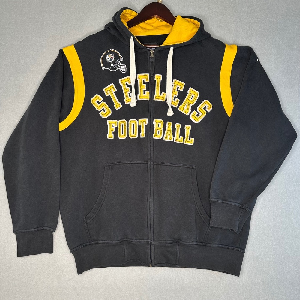 NFL Pittsburgh Steelers Football Black Full Zip Hoodie Mens Large‎ - Picture 2 of 16